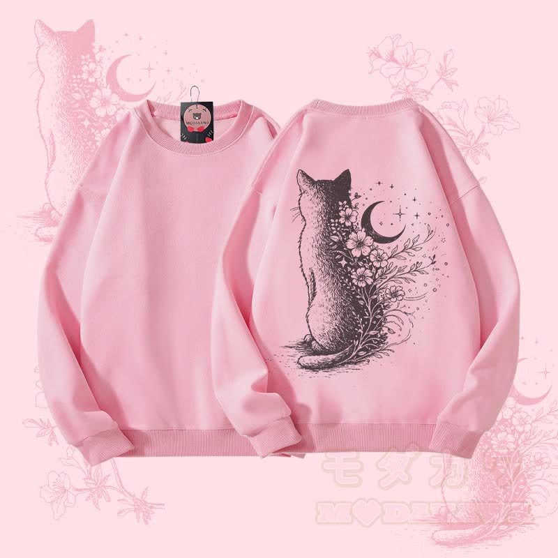 MODAKAWA Unisex-Sweatshirt mit Mondkatzen-Grafik - Rosa - 5XL - image 3