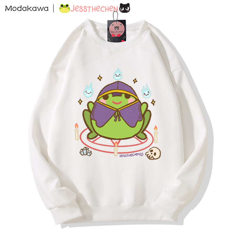 Wizard Frog Grafik Rundhals-Sweatshirt - White - 5XL - image 5