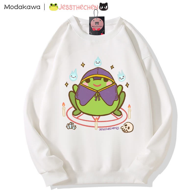 Wizard Frog Grafik Rundhals-Sweatshirt - White - 5XL - image 5