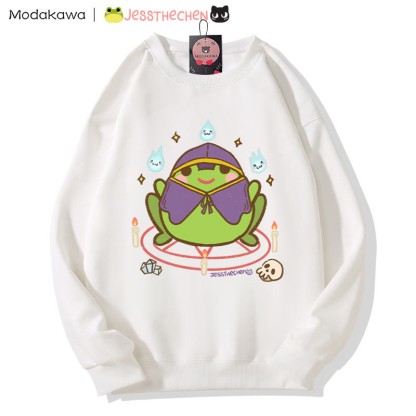 Wizard Frog Grafik Rundhals-Sweatshirt - White - 5XL - image 5