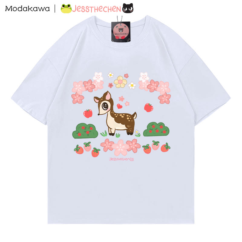 MODAKAWA X jessthechen Baby Deer Print T-Shirt - White - 5XL - image 4
