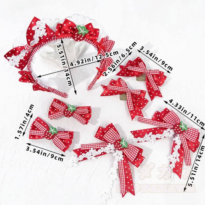 Sweet Lolita Mode: Haaraccessoires mit roter Schleife und weißen Punkten - image 7