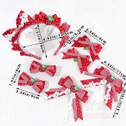 Sweet Lolita Mode: Haaraccessoires mit roter Schleife und weißen Punkten - image 7