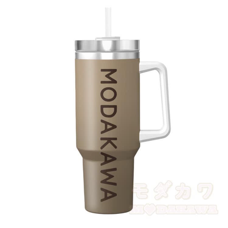 Modakawa Edelstahlbecher (1,2 l) mit farbenfrohem Farbverlauf - Khaki - 40 oz / 1200 ml - image 5