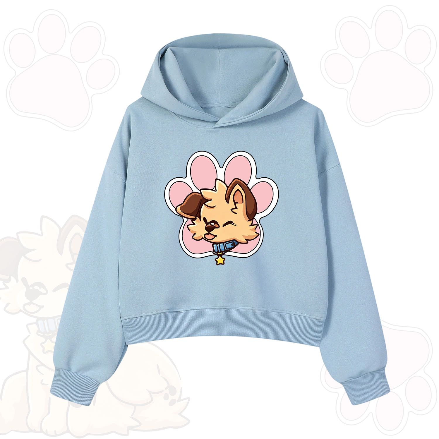 MODAKAWA X popipeko Hoodie mit niedlichem Welpenprint - Blau - 3XL - image 10