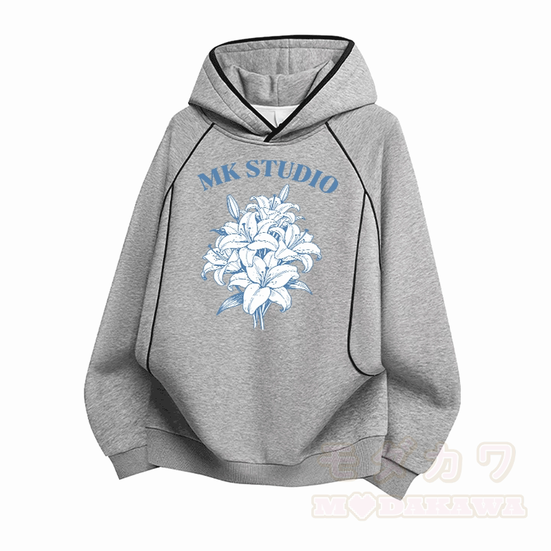 Pretty Lily Graphic Modakawa Raglan Sleeve Oversized Pullover Hoodie - Grau - 3XL - image 3