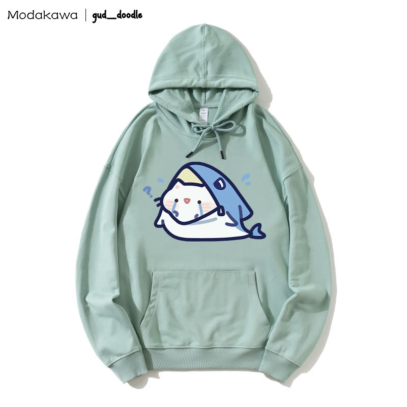 MODAKAWA X gud_doodle Lockerer Hoodie mit Kitty-Hai-Print - Green - 5XL - image 7