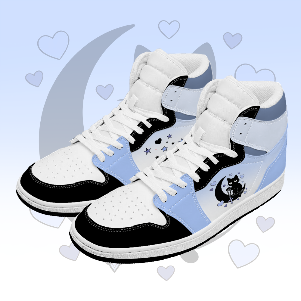 Modakawa High Top Canvas Schuhe mit schwarzer Katzengrafik - Black & Blue - 48 - image 3