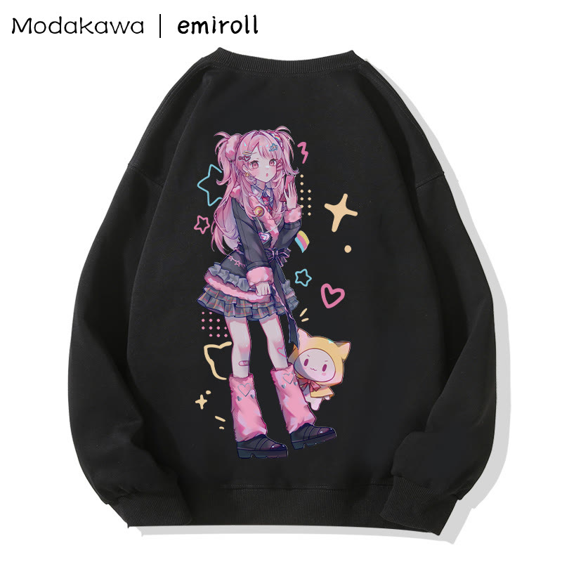 MODAKAWA X emiroll Nikki Print Rundhals-Sweatshirt - Black - 5XL - image 4