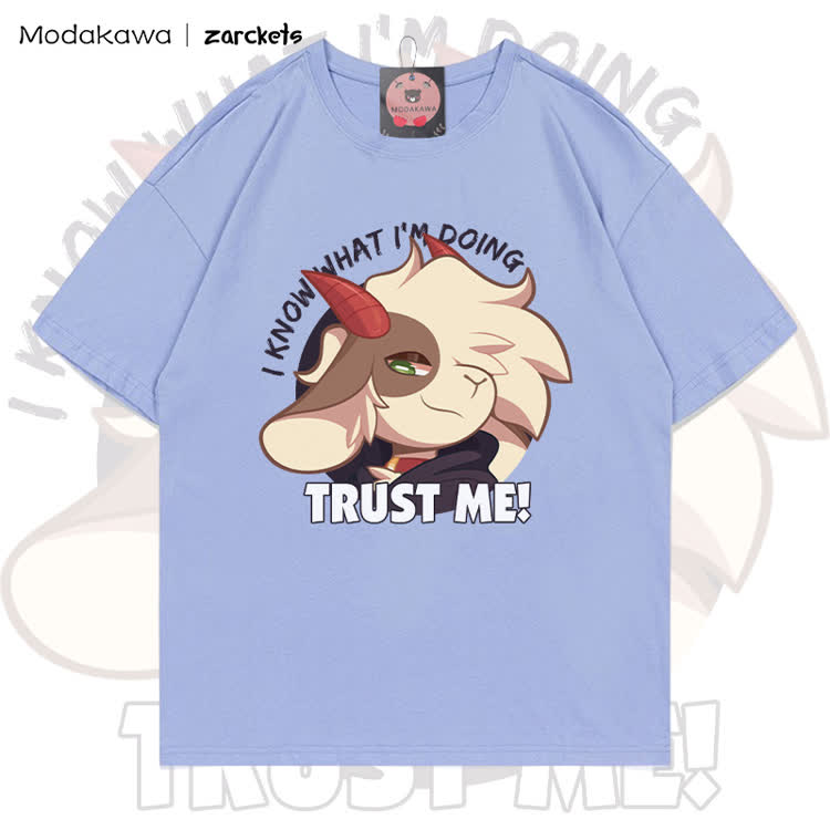 MODAKAWA X zarckets VERTRAU MIR! Ziegen-Grafik, 100 % Baumwolle, T-Shirt - Dusty Blue - 5XL - image 4
