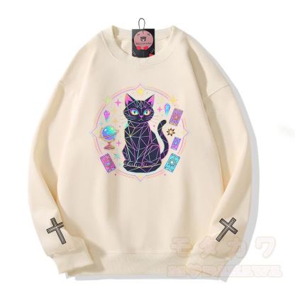 Modakawa Sweatshirt mit Katzenkreuz-Grafik - Beige - 5XL - image 3