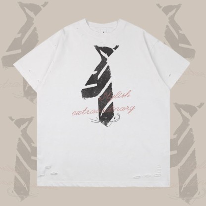 Krawattenbuchstaben-Grafik Modakawa Zerrissenes T-Shirt - White - 2XL - image 3