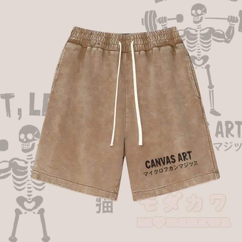 LEINWANDKUNST Buchstabengrafik Modakawa Vintage Washed Shorts - Braun - 3XL - image 4