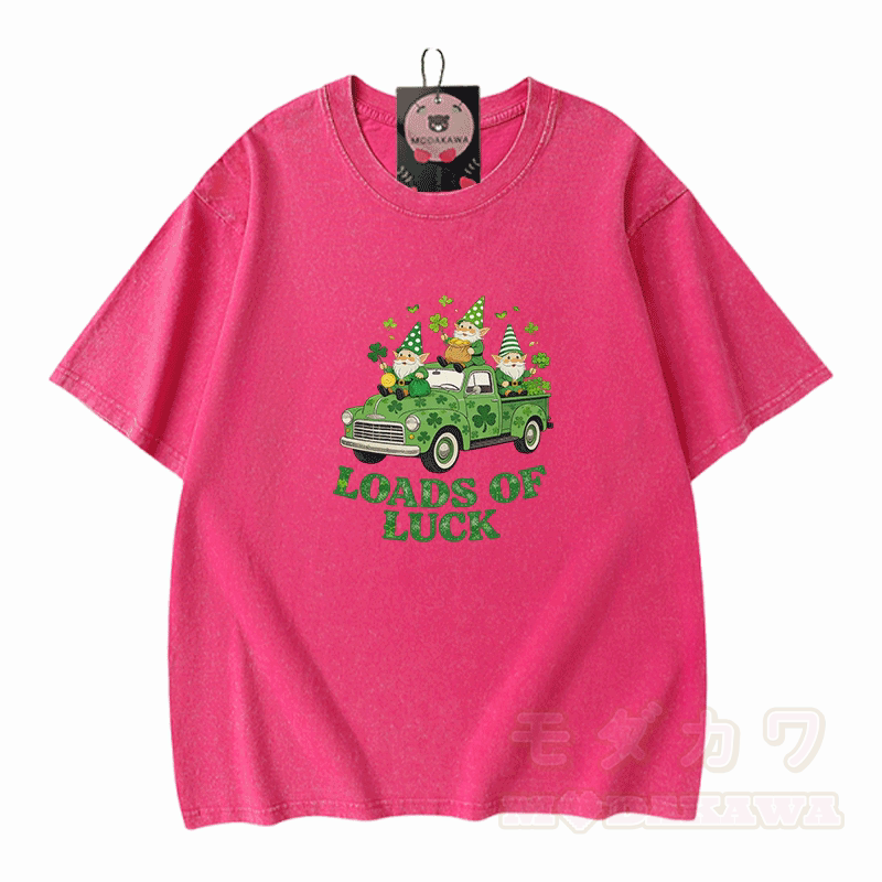 Viel Glück! Auto-T-Shirt mit St. Pakrit-Motiv, Vintage-Waschung, 100 % Baumwolle - Rosenrot - 5XL - image 5