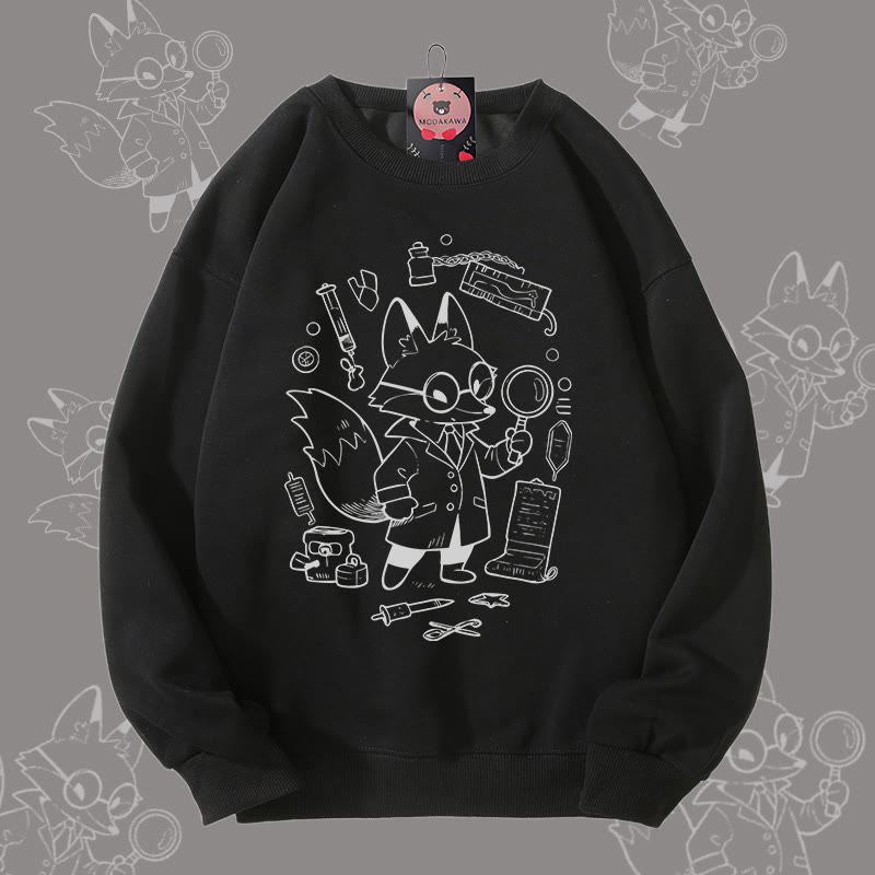 MODAKAWA Unisex-Sweatshirt mit Fuchs-Motiv und Forschungsmotiv - Black - 5XL - image 3