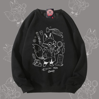 MODAKAWA Unisex-Sweatshirt mit Fuchs-Motiv und Forschungsmotiv - Black - 5XL - image 3