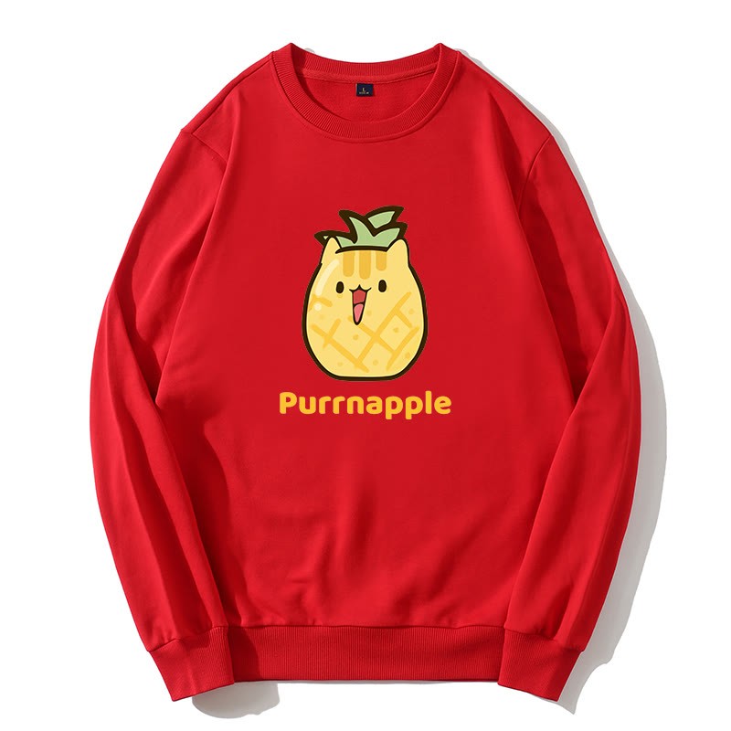 PURRNAPPLE Sweatshirt mit Rundkragen und „Purr Pineapple“-Grafik - Rot - 5XL - image 3