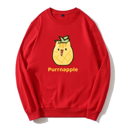 PURRNAPPLE Sweatshirt mit Rundkragen und „Purr Pineapple“-Grafik - Rot - 5XL - image 3