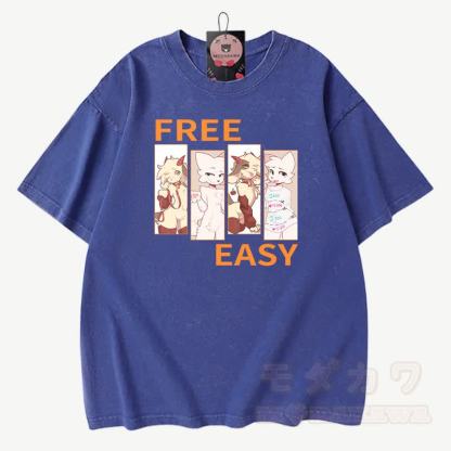 MODAKAWA X zarckets FREE EASY Graphic Vintage Washed 100% Cotton T-Shirt - Blau - 3XL - image 7