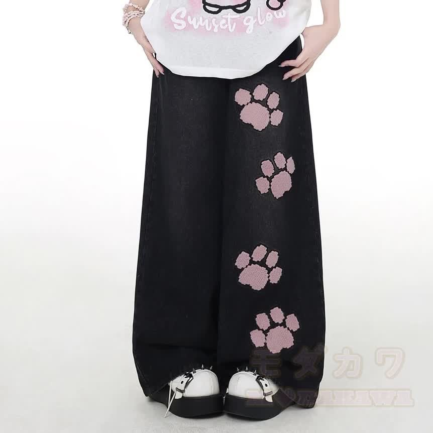 MODAKAWA Kurzarm-Hoodie mit verspieltem Katzenmotiv und passender Jeans - image 6