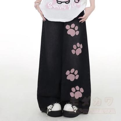 MODAKAWA Kurzarm-Hoodie mit verspieltem Katzenmotiv und passender Jeans - image 6