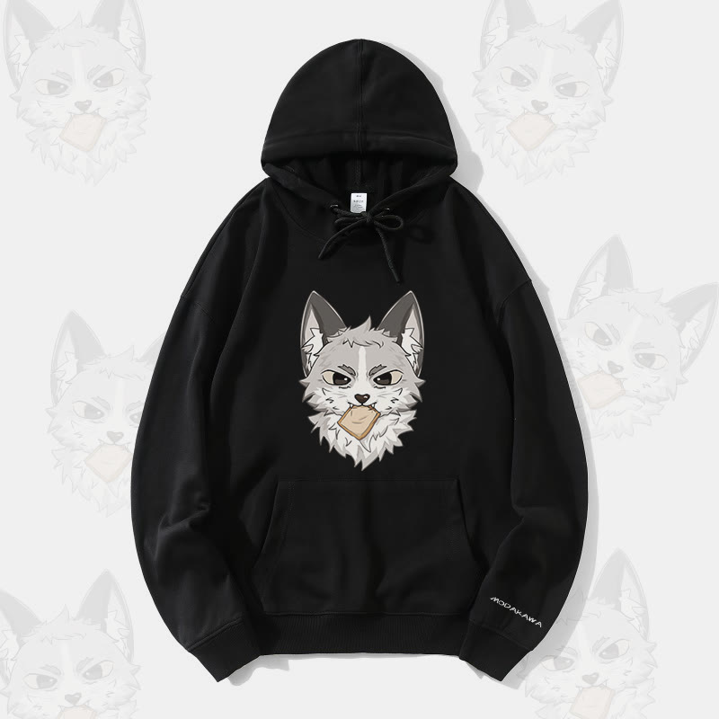 MODAKAWA Silver Fox Graphic Streetwear Pullover Hoodie - Black - 5XL - image 3