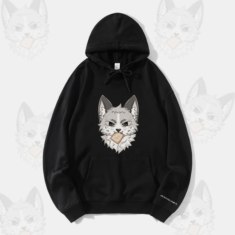 MODAKAWA Silver Fox Graphic Streetwear Pullover Hoodie - Black - 5XL - image 3