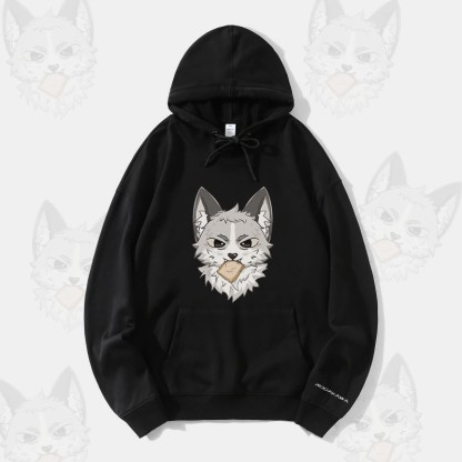 MODAKAWA Silver Fox Graphic Streetwear Pullover Hoodie - Black - 5XL - image 3