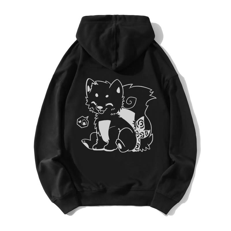 Lockerer Hoodie mit Onigiri-Welpen-Grafik - Black - 5XL - image 5
