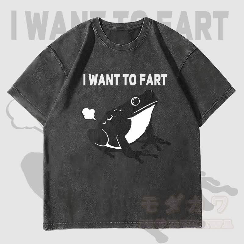 MODAKAWA ICH WILL FURZEN Frosch-Grafik Unisex Vintage Washed T-Shirt - Schwarz - 4XL - image 4