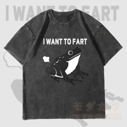 MODAKAWA ICH WILL FURZEN Frosch-Grafik Unisex Vintage Washed T-Shirt - Schwarz - 4XL - image 4