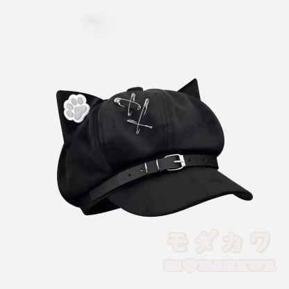 Schwarze Katzenohren-Gothic- Y2K -Baskenmütze - N - M(56-58cm) - image 15
