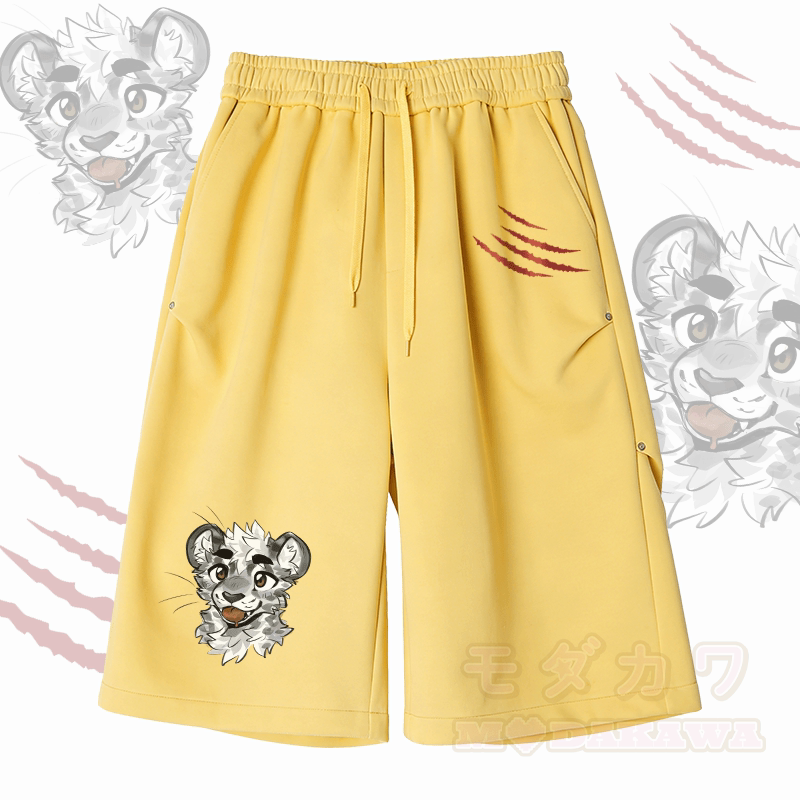 MODAKAWA X atka Cheeky Tiger Face Graphic Wide Leg Cropped Pants - Gelb - 2XL - image 4
