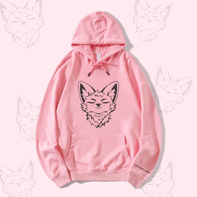 MODAKAWA Corsac Fox Graphic Streetwear Pullover Hoodie - Pink - 5XL - image 3