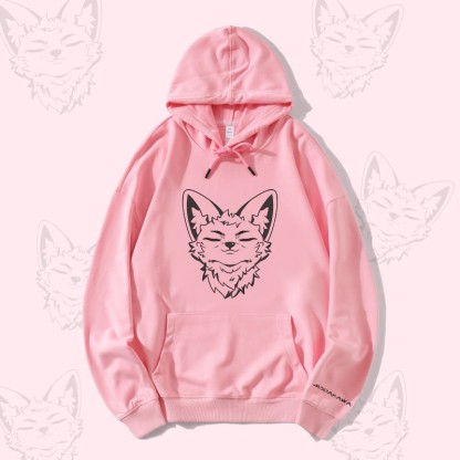 MODAKAWA Corsac Fox Graphic Streetwear Pullover Hoodie - Pink - 5XL - image 3