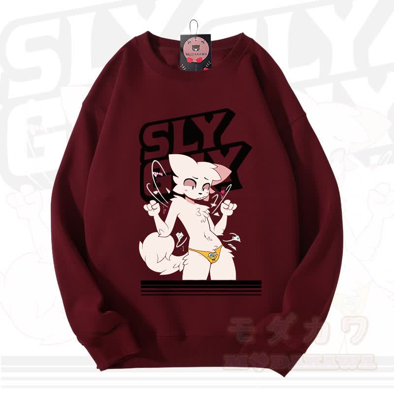 MODAKAWA X zarckets SLY GUY Fuchs Grafik Unisex Sweatshirt - Wein - 3XL - image 9