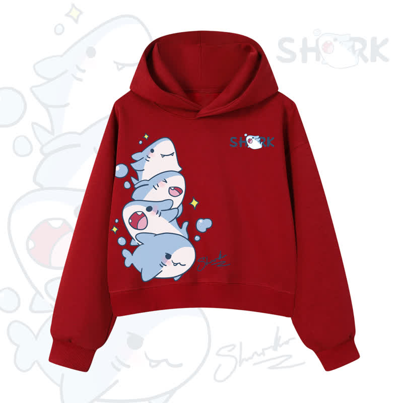 MODAKAWA Bubble Sharks Grafik-Crop-Couche aus Baumwolle - Red - 3XL - image 12