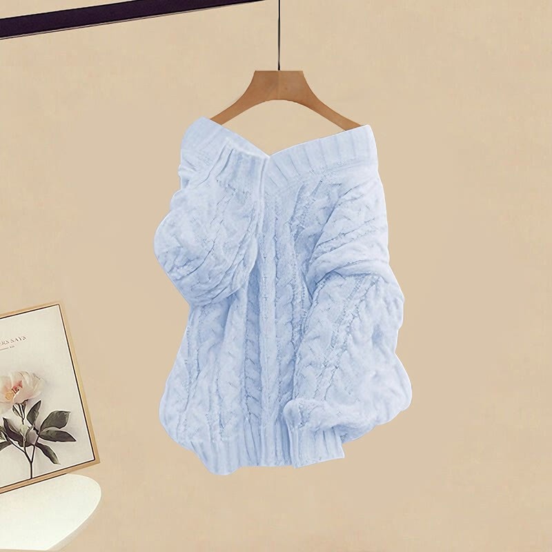 Strickpullover, schwarzes Kleid, passendes Outfit - Blue Sweater - XL - image 9