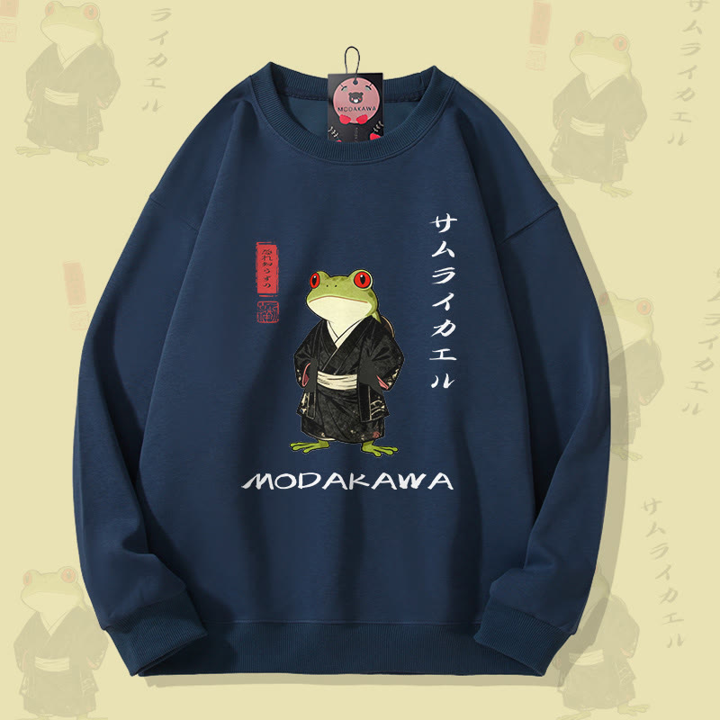 MODAKAWA Samurai Frosch Grafik Unisex Sweatshirt - Purplish Blue - 5XL - image 3