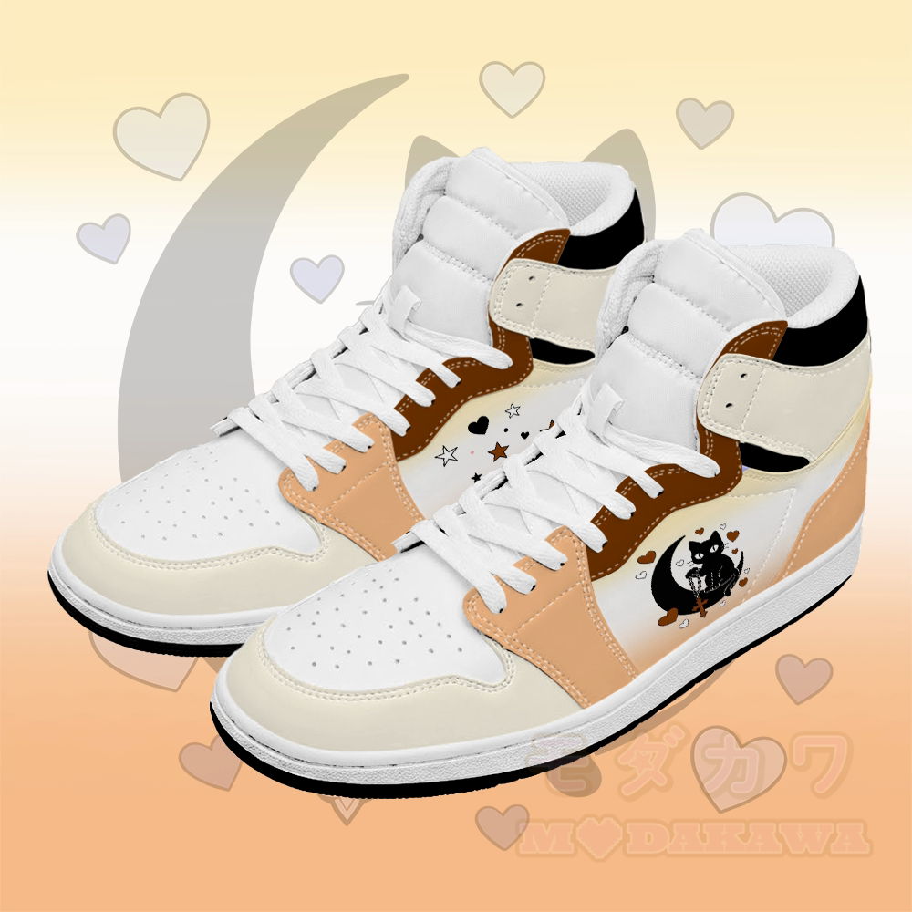 Modakawa High Top Canvas Schuhe mit schwarzer Katzengrafik - Braun & Orange - 48 - image 4