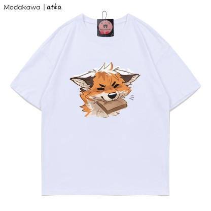 MODAKAWA X atka Fox Biting Bread Grafik-T-Shirt - White - 5XL - image 3