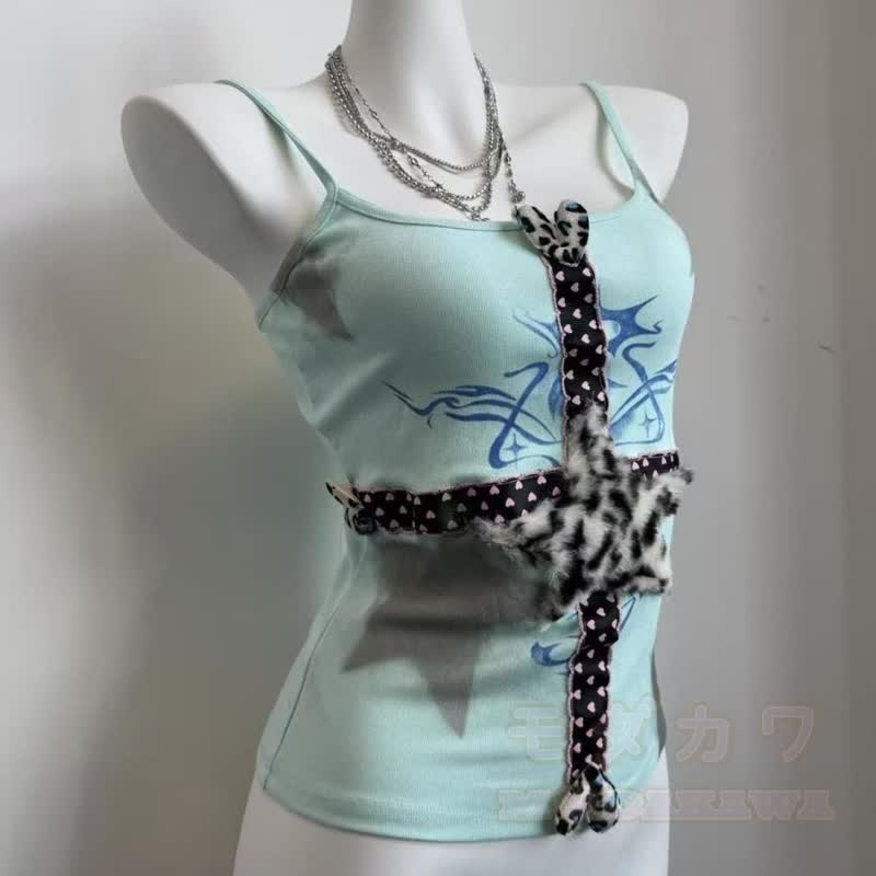 Y2K Cross Star Print Slim Cami Top - image 4