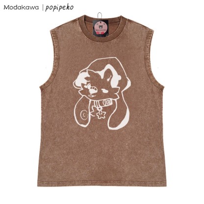 Welpe mit Sternkragen-Grafik, Unisex, Vintage, gewaschen, ärmelloses T-Shirt - Braun - 2XL - image 3