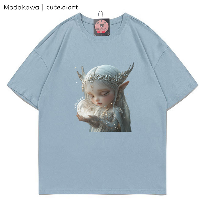 Fairy Girl Grafik-T-Shirt - Dusty Blue - 5XL - image 4
