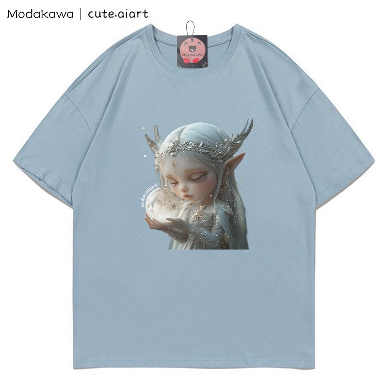 Fairy Girl Grafik-T-Shirt - Dusty Blue - 5XL - image 4