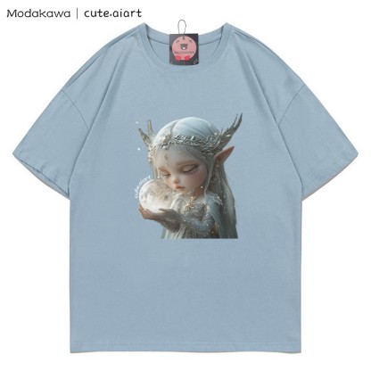 Fairy Girl Grafik-T-Shirt - Dusty Blue - 5XL - image 4