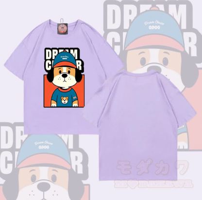 DREAM CRASER Hunde-Grafik Modakawa 100% Baumwoll-T-Shirt - Lila - 5XL - image 5