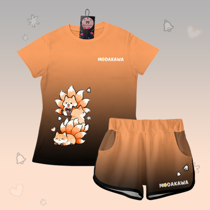 Modakawa-Outfit mit Farbverlauf und neunschwänzigem Fuchs-Motiv - Orange & Black Set - 5XL - image 2