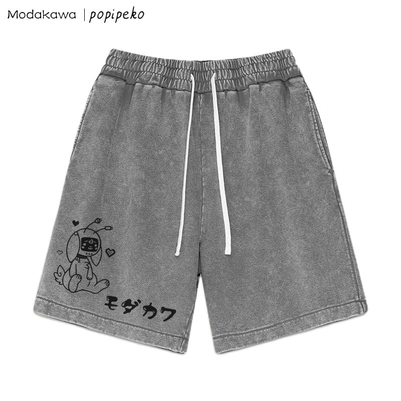 MODAKAWA X popipeko – Shorts mit Roboterhasen-Print im Vintage-Look - Grey - 3XL - image 3