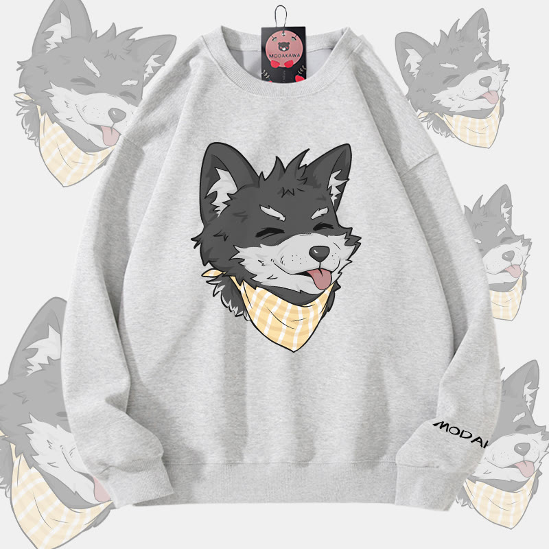 MODAKAWA Unisex-Sweatshirt mit Koda-Grafik und herausgestreckter Zunge - Grey - 5XL - image 3